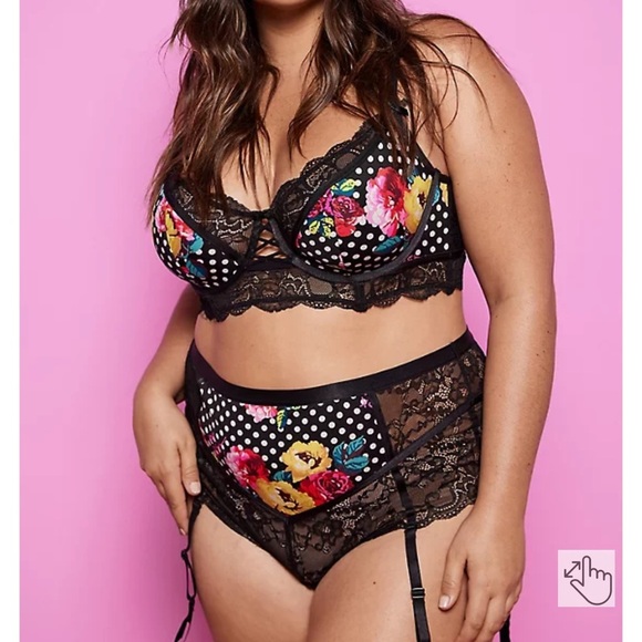 torrid Other - Torrid Betsey Johnson Polka Dot & Floral Underwire Bralette & Garter Panty